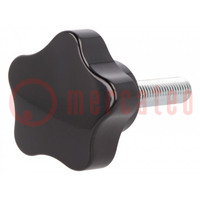 Knob; Ø: 40mm; Ext.thread: M8; 25mm; H: 27mm; duroplast PF; VC.192-P