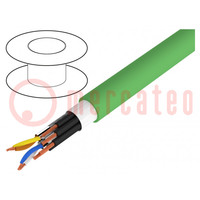 Cable: para transferencia de datos; verde; cuerda; Cu; -40÷70°C