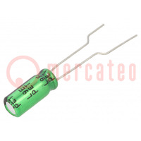 Condensatore: elettrolitico; THT; 2,2uF; 50VDC; Ø5x11mm; ±20%