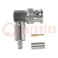 Connector: BNC; crimped; 50Ω; male; angled 90°
