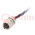 Conector: M8; hembra; PIN: 3; tomacorriente; 3A; IP67; 60V; 100mm
