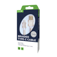 USB - TYPE C BRAIDED CABLE 1.5M SILVER