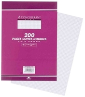 CONQUERANT - PQT DE 200P COPIES DOUBLES 21X29,7 SEYES GRAND CARREAUX 85
