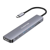 LENTION 8IN1 HUB USB-C TO 3X USB 3.0 SD/TF PD USB-C HDMI 4K60HZ (GRAY)