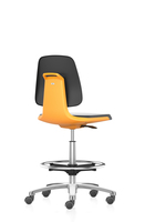 Laborstuhl Labsit mit Rollen, Sitz-H.560-810 mm, Kunstleder, Sitzschale orange