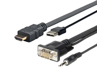 Vivolink PROHDMIMVGA1 câble vidéo et adaptateur 1 m HDMI+VGA+USB+3.5mm HDMI+VGA (D-Sub) +USB+3.5mm Noir
