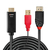 Lindy 41424 video átalakító kábel 0,5 M DisplayPort HDMI + USB Fekete