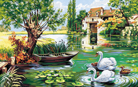 Canvas: Royal Paris: The Mill with Swans