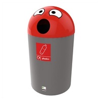 Buddy Recycling Bin - 84 Litre - No Liner - Plastic Bottles - Red Lid - Hole Aperture