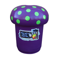 Mushroom Litter Bin - 90 Litre - with Spots and Owl Graphic - Purple (10-14 working days) - Galvanised Steel Liner