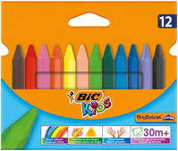 Wachsmalkreide BIC® KIDS PLASTIDECOR® Triangle, 12-farbig sort, Etui à 12 Stück