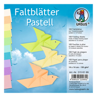 URSUS Faltblätter Origami 14×14cm 3156199 Pastell-Farben ass. 100 Blatt