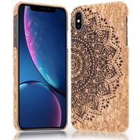 NALIA Cork Case compatible with iPhone X Xs, Ultra-Thin Wood Look Phone Cover Slim Back Protector Natural Slim-Fit Protective Hardcase Skin Shockproof Bumper Cork Mandala