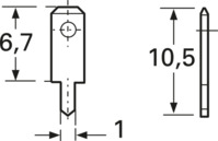 Flachstecker, 2,8 x 0,5 mm, L 10.5 mm, unisoliert, gerade, 378005.68