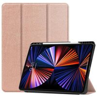 Cover for iPad Pro 12.9" 2021 For iPad Pro 12.9-inch 5th Gen (2021) Tri-fold Caster TPU Cover Built-in S Pen Holder with Auto Wake Tablet Cases