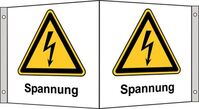 Winkelschild - Warnung vor elektrischer Spannung, Gelb/Schwarz, 20 x 20 cm