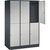 Armario guardarropa de acero de dos pisos INTRO, A x P 1220 x 600 mm, 6 compartimentos, cuerpo gris negruzco, puertas en aluminio blanco.
