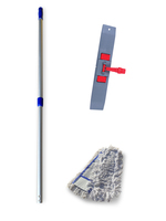 Wischset: Alu-Teleskopstiel & Baumwollwischbezug & Klapphalter 50cm grau