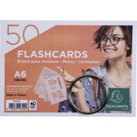 Paquet de 50 Flashcards sous film + anneau - bristol ligné perforé - format A6