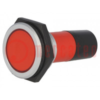 Ellenőrző lámpa: LED; lapos; piros; 230VAC; Ø30,2mm; IP67; réz