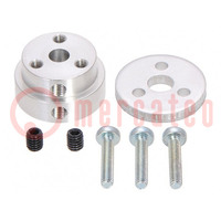 Bracket wheel; Kit: adapter,mounting screws; Shaft: D spring