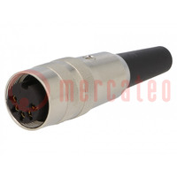 Connector: M16; plug; female; soldering; for cable; PIN: 5; 5A; 60V