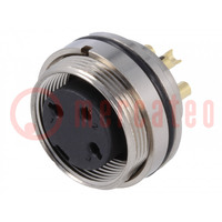 Connector: M16; socket; female; soldering; PIN: 3; 7A; 250V; straight