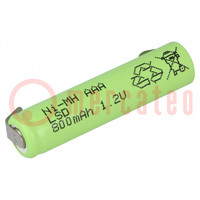 Batteria ric: Ni-MH; AAA,R3; 1,2V; 800mAh; lamelle da saldatura