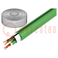 Wire; 2x2x0.8mm2,3x1.5mm2; solid; Cu; PVC; green; 12.7mm; CPR: Eca