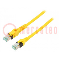 Patch cord; S/FTP; 6a; stranded; Cu; PUR; yellow; 1m; 27AWG; Cores: 8