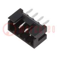 Socket; wire-wire/PCB; male; DF3; 2mm; PIN: 4; THT; on PCBs; tinned