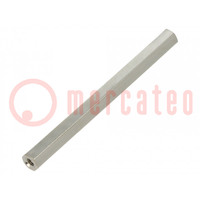 Screwed spacer sleeve; 65mm; Int.thread: M3; hexagonal; brass