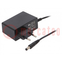 Power supply: switching; mains,plug; 24VDC; 1A; 24W; Plug: EU; black