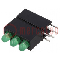 LED; in housing; green; 2.8mm; No.of diodes: 3; 20mA; 40°; 10÷20mcd