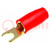 Connector: vork; M4; 10mm2; verguld; geïsoleerd; rood