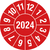 Modellbeispiel: Prüfplaketten 2024 (1 Jahr), rot, Jahreszahl 4-stellig