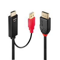 Lindy 41424 adaptador de cable de vídeo 0,5 m DisplayPort HDMI + USB Negro