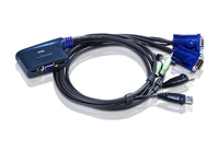 ATEN Switch KVM formato cable VGA/Audio USB de 2 puertos (0,9m)