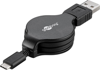 Goobay USB-C Charging and Sync Cable, Retractable, 1 m
