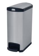 Abfalleimer Slim Jim® Step-On-Tretabfallbehälter, 49 l, Edelstahl, Pedal seitlich, schwarz