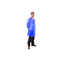 Supertouch Non-woven Coat W/ Velcro Blue (Case 50) - Size MEDIUM