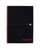 Black n Red (A4) Book Wirebound Notebook Ruled with 90g/m2 Ruled 140 Pages (Pack 5)