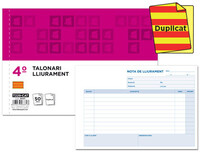 Talonario Liderpapel Entregas Cuarto Original y Copia T229 Apaisado Texto en Catalan