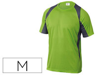 Camiseta Deltaplus Poliester Manga Corta Cuello Redondo Tratamiento Secado Rapido Color Verde-Gris Talla M
