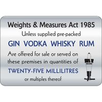 25ml Weights & Measures Act - Highly Visible and Clear Sign / Notice - 140X200mm