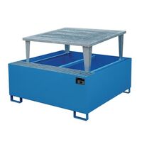 Steel IBC sump pallets - Painted - Single IBC - Raised grid