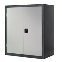 Black carcass cupboard - grey doors, 1015mm high with 1 shelf