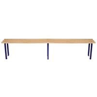 Classic mezzo freestanding changing room bench with blue frame, 2000mm wide