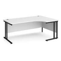 Traditional ergonomic desks - delivered and installed - black frame, white top, right hand, 1800mm
