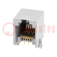 Connector: RJ12; socket; PIN: 6; Contacts: phosphor bronze; THT